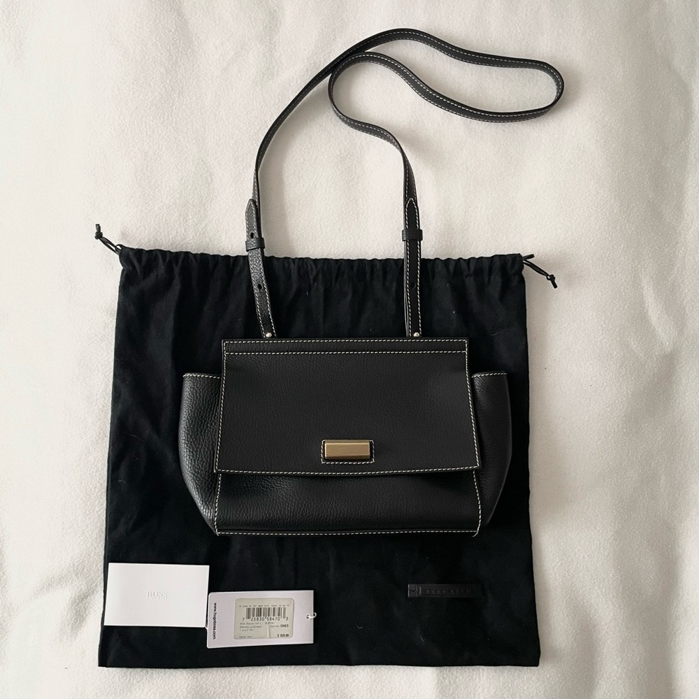 BOSS Hugo Boss Bespoke Soft C. Black Leather Crossbody Purse Handbag